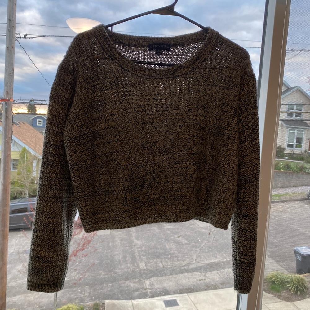 Spicy Girl | Grey Crop Knit Sweater | Medium
